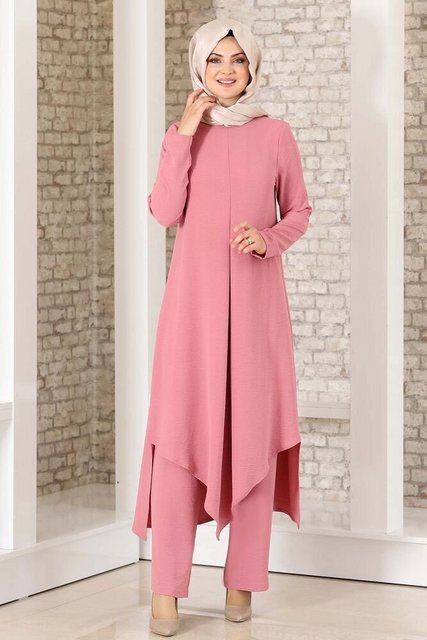 Modavitrini Longtunika Damen Zweiteiler Set mit weiter Hose - Modest Fashio günstig online kaufen