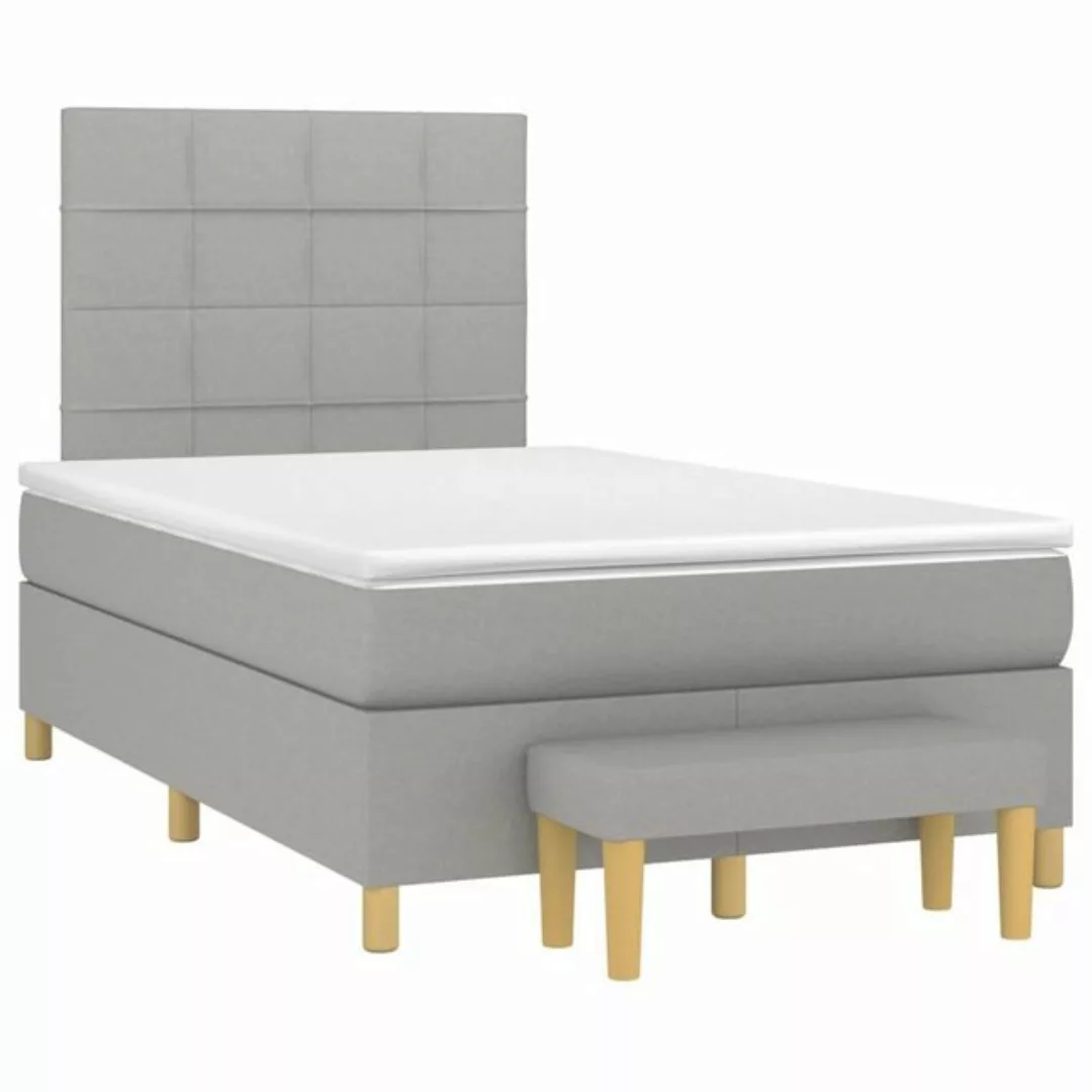 vidaXL Bettgestell Boxspringbett mit Matratze Hellgrau 120x200 cm Stoff Bet günstig online kaufen