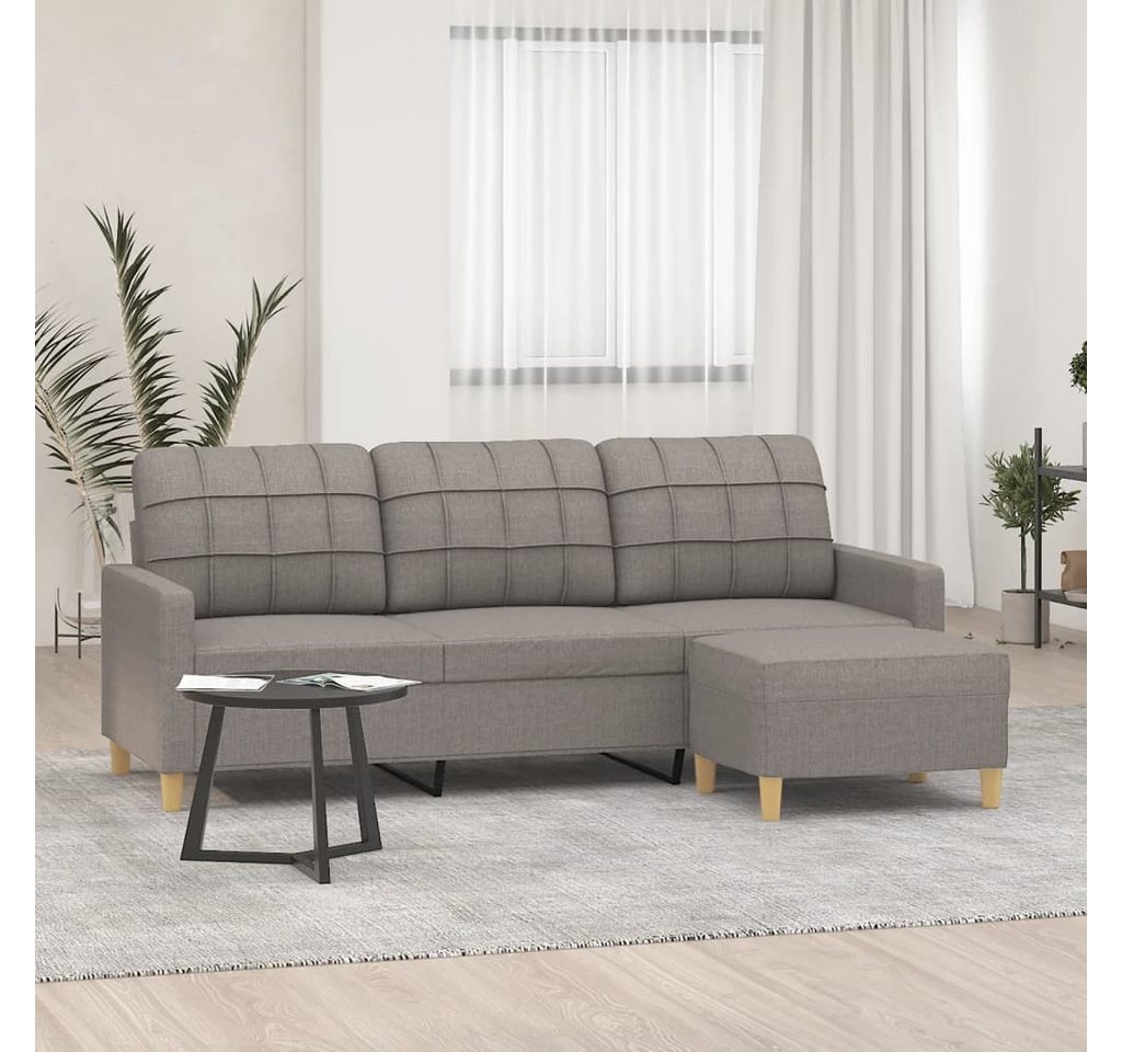 vidaXL Sofa 3-Sitzer-Sofa mit Hocker Taupe 180 cm Stoff günstig online kaufen