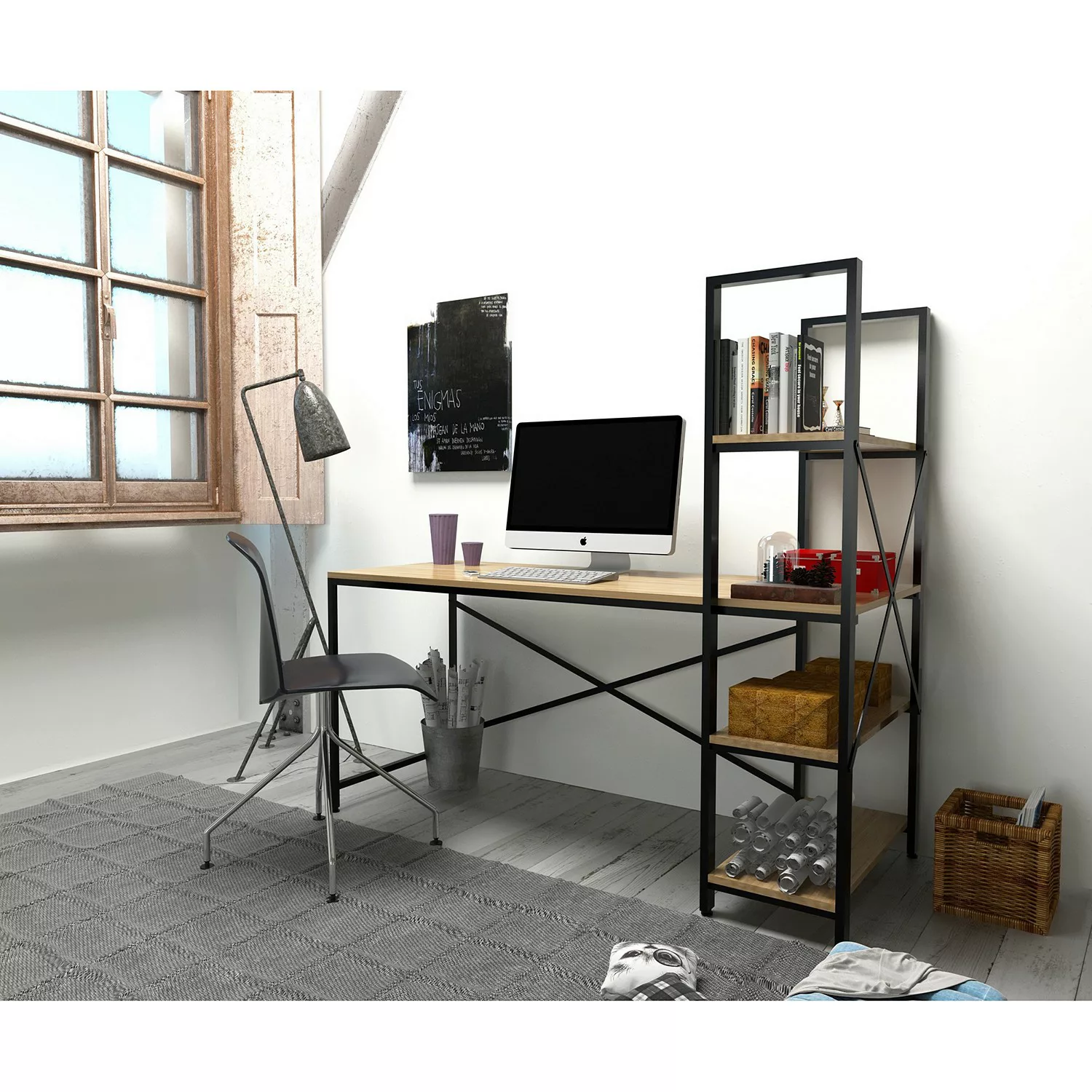 home24 Schreibtisch-Kombination Living günstig online kaufen