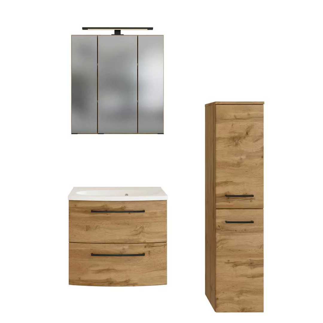 Gästetoilette Set mit Spiegelschrank inklusive Waschbecken (dreiteilig) günstig online kaufen