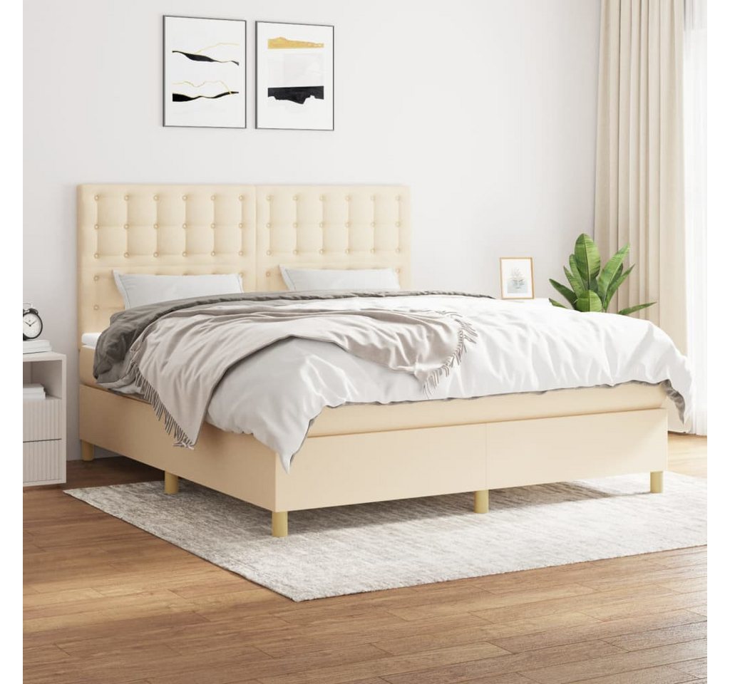 vidaXL Boxspringbett Boxspringbett mit Matratze Creme 160x200 cm Stoff Bett günstig online kaufen