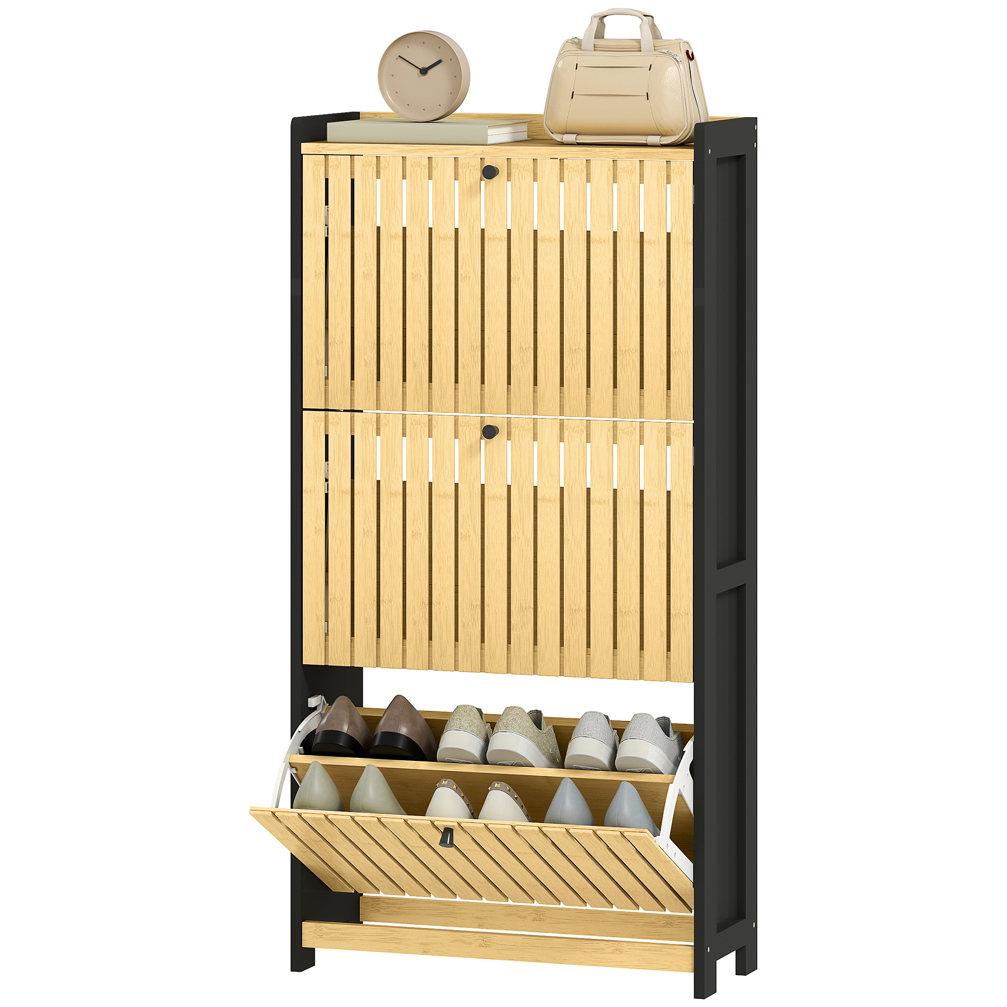 HOMCOM Schuhschrank 18 Paare, schmaler Schuhschrank, Eingangsmöbel mit 3 ki günstig online kaufen