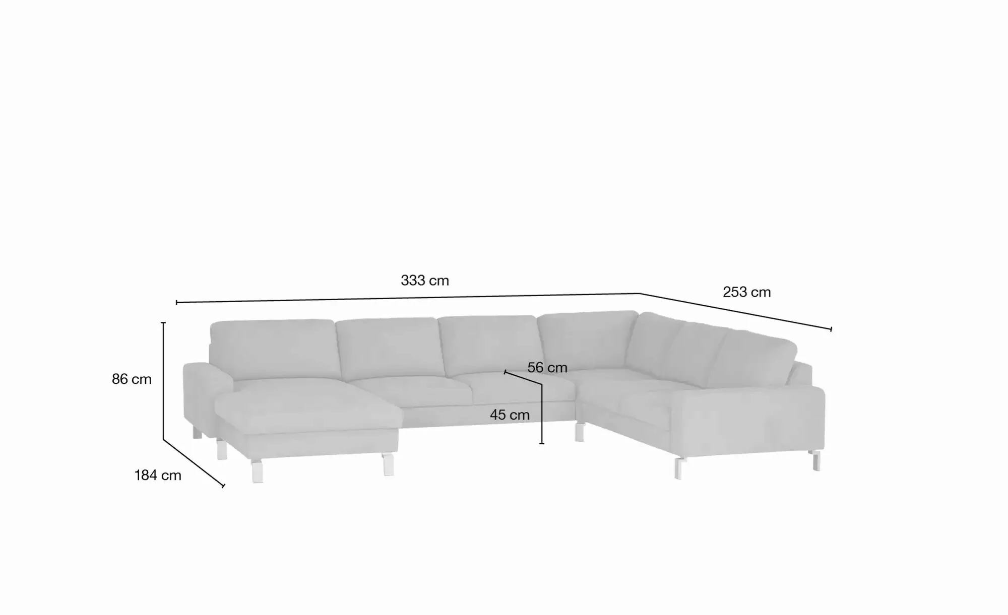 Max Schelling Wohnlandschaft  Maximum ¦ blau ¦ Maße (cm): B: 333 H: 86 T: 2 günstig online kaufen