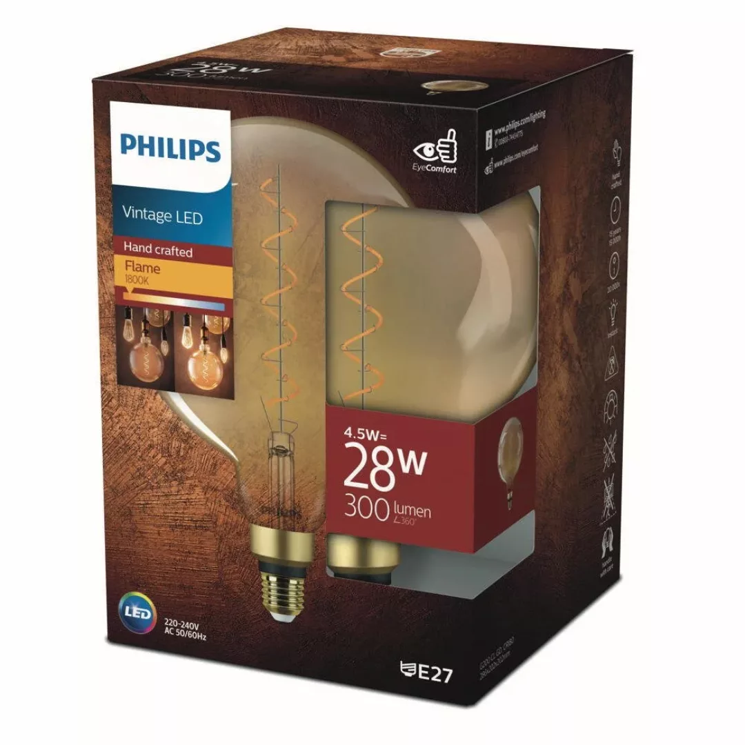 Philips LED Lampe ersetzt 25W, E27 Globe G200, klar -Giant Vintage, goldwei günstig online kaufen