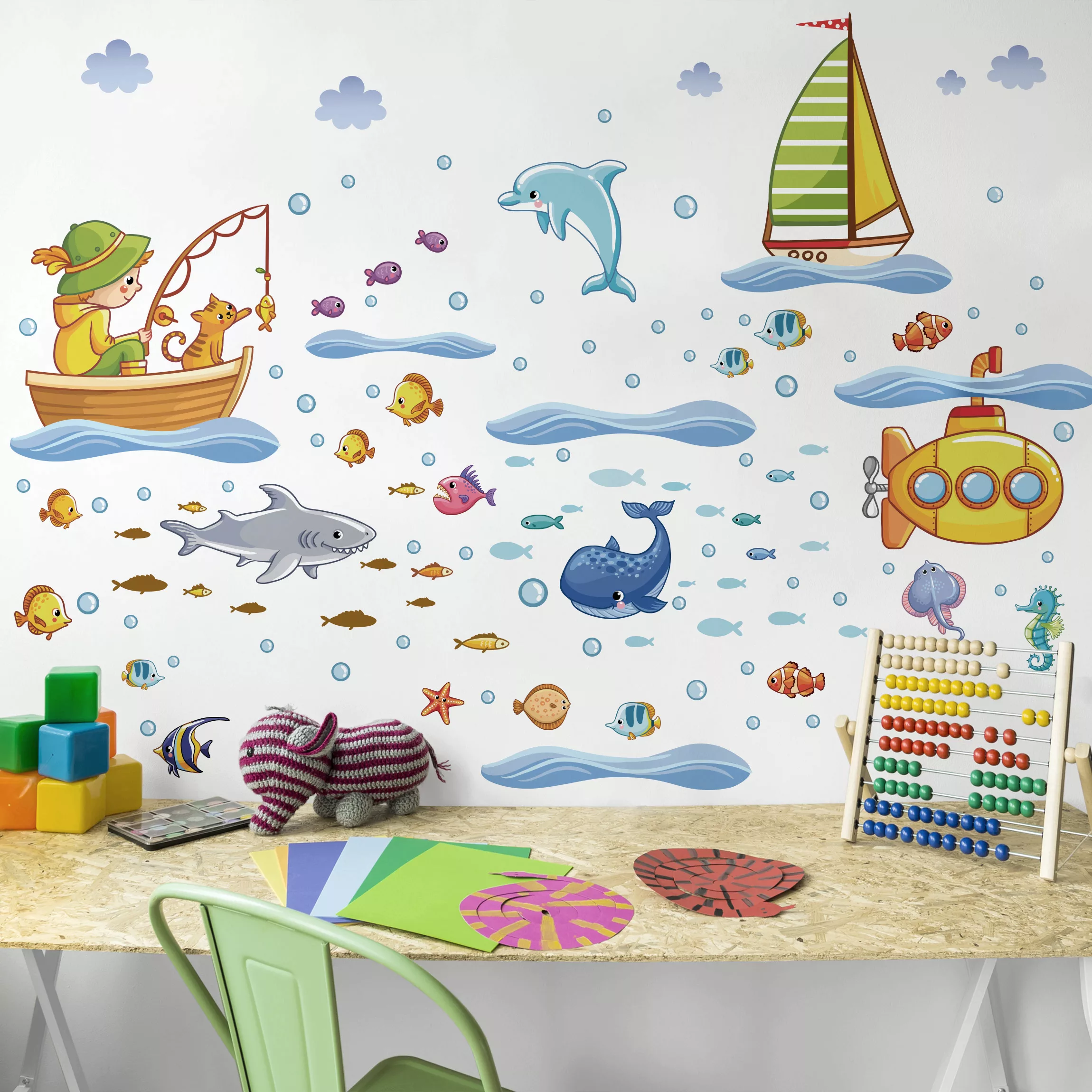 Wandtattoo Kinderzimmer Unterwasserwelt - U-Boot Set günstig online kaufen