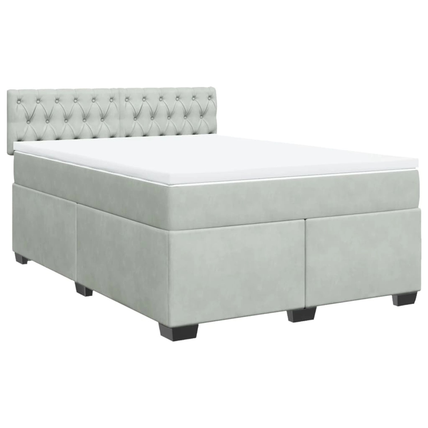 vidaXL Boxspringbett mit Matratze Hellgrau 160x200 cm Samt2103664 günstig online kaufen