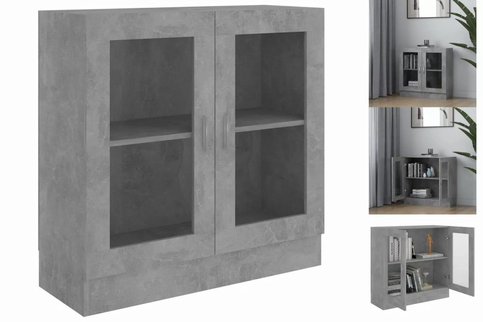 vidaXL Vitrine Bücherschrank Vitrinenschrank Vitrine Betongrau 82,5x30,5x80 günstig online kaufen