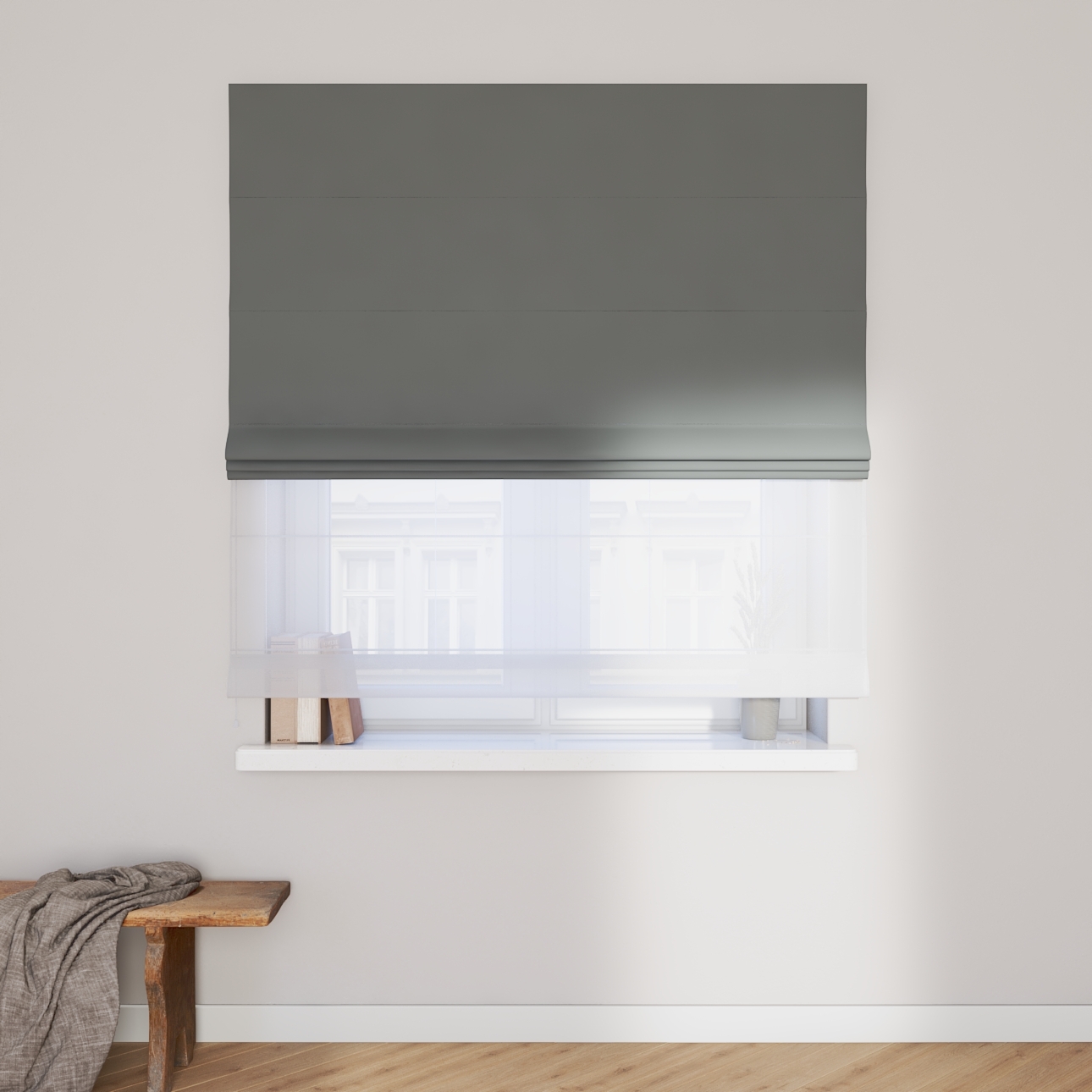 Dekoria Doppelraffrollo Duo, dunkelgrau, 120 x 170 cm günstig online kaufen
