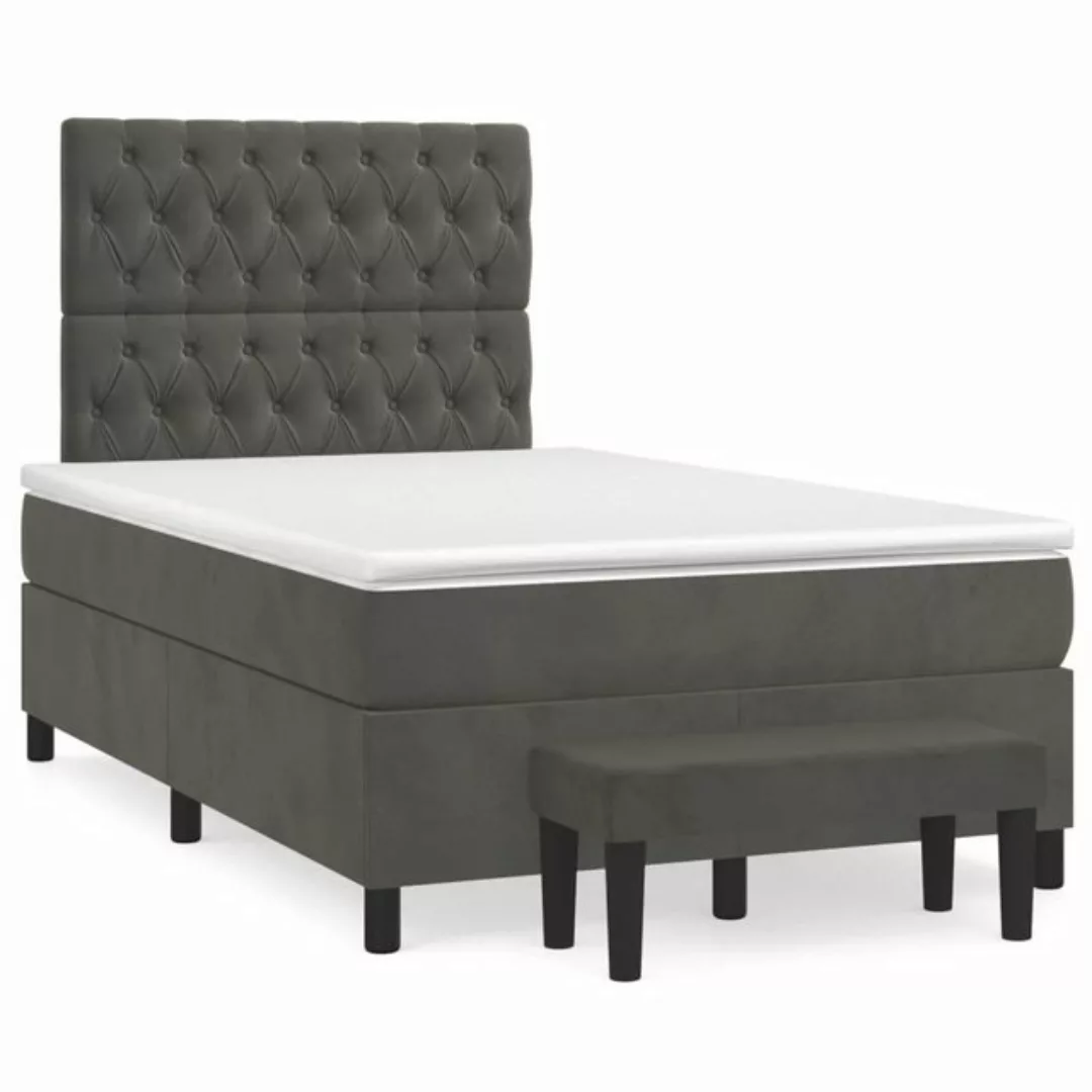 vidaXL Bettgestell Boxspringbett mit Matratze Dunkelgrau 120x200 cm Samt Be günstig online kaufen