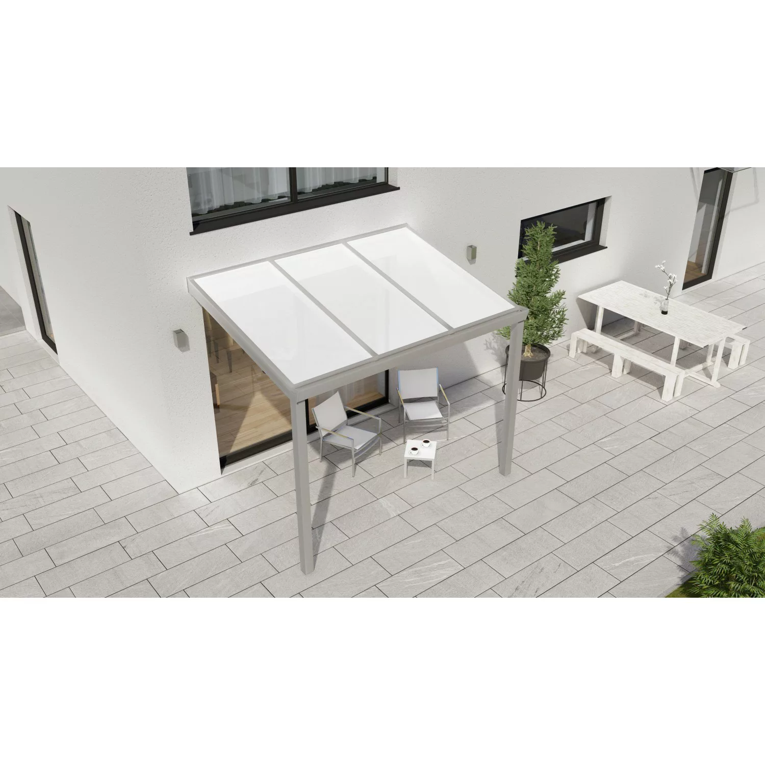 Terrassenüberdachung Professional 300 cm x 200 cm Grau Struktur PC Opal günstig online kaufen