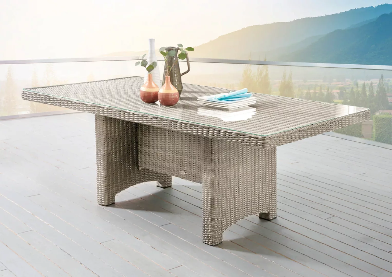 Destiny Gartentisch "LUNA", Polyrattan, rechteckig 200x100x75 cm, mit aufge günstig online kaufen