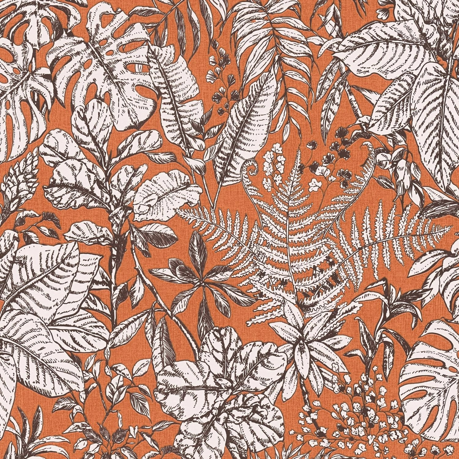 PROFHOME 375204-GU Natur Tapete Floral Matt Orange Weiß Braun 0,53 m x 10,0 günstig online kaufen