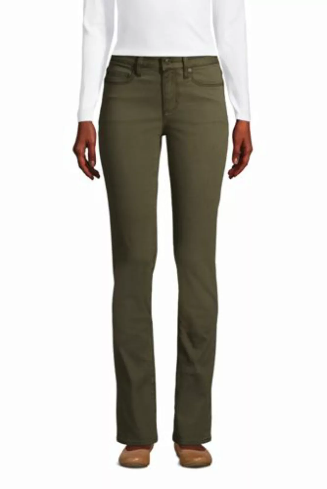 Straight Fit Öko Jeans Mid Waist, Damen, Größe: 42 30 Normal, Grün, Baumwol günstig online kaufen