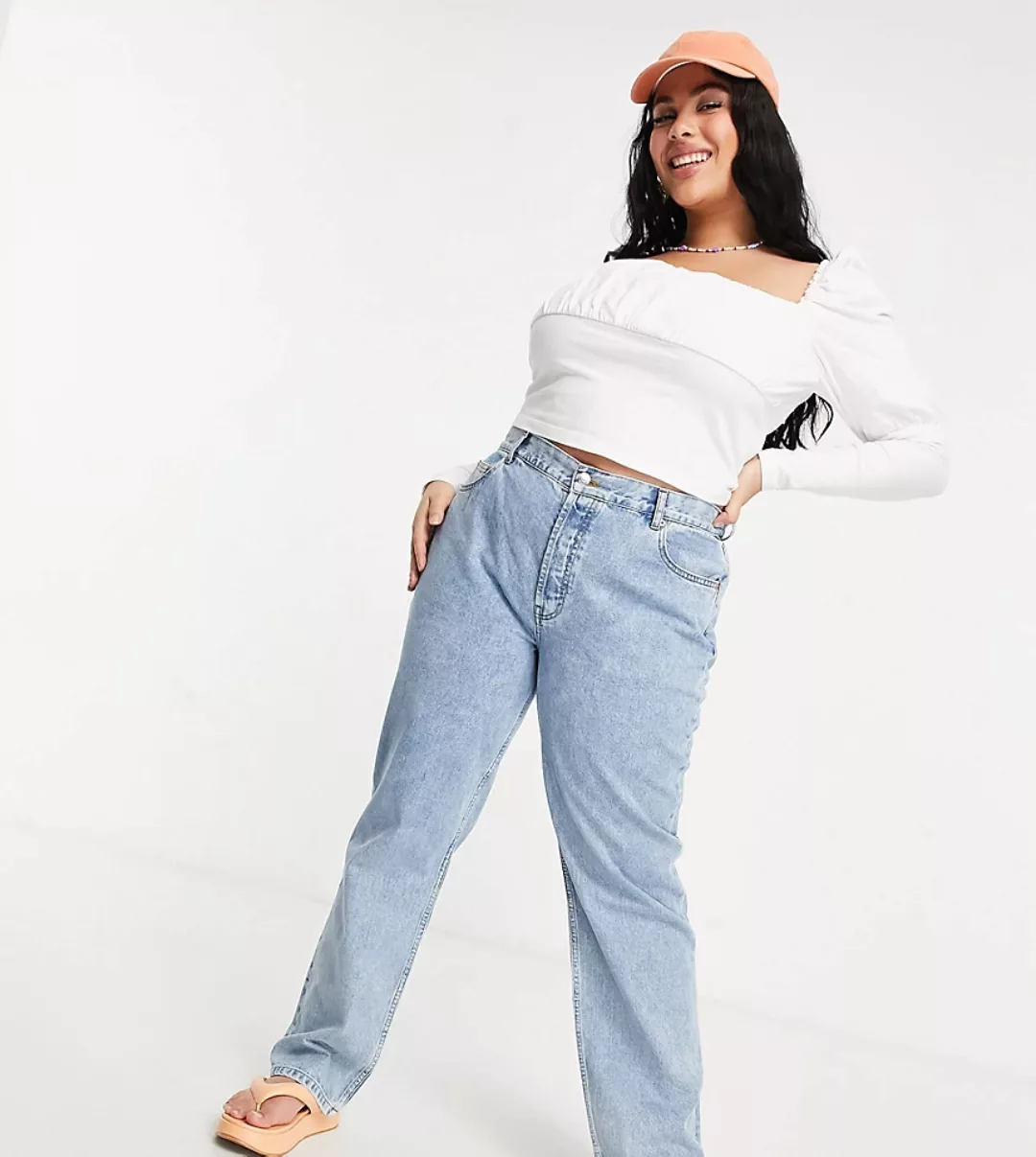 ASOS DESIGN Curve – Gerade geschnittene Jeans im Stil der 90er mit halbhohe günstig online kaufen