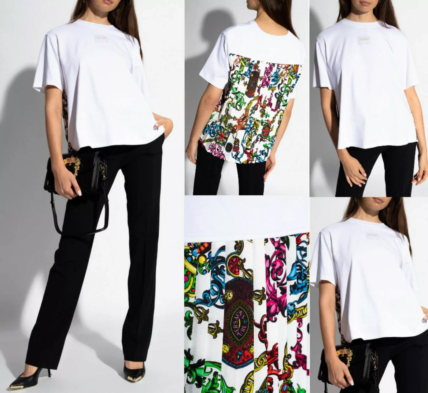 Versace T-Shirt VERSACE JEANS COUTURE PATTERNED Barock Top Bluse Shirt Over günstig online kaufen