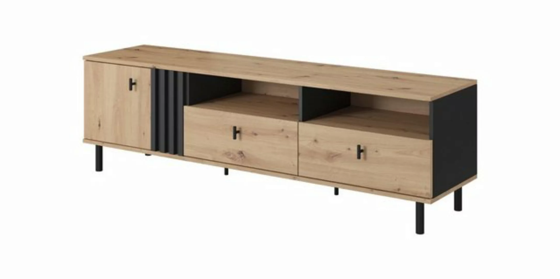 Furnix TV-Schrank MADICI Lowboard mit 2 Schubladen und 2 Ablagen Eiche Arti günstig online kaufen