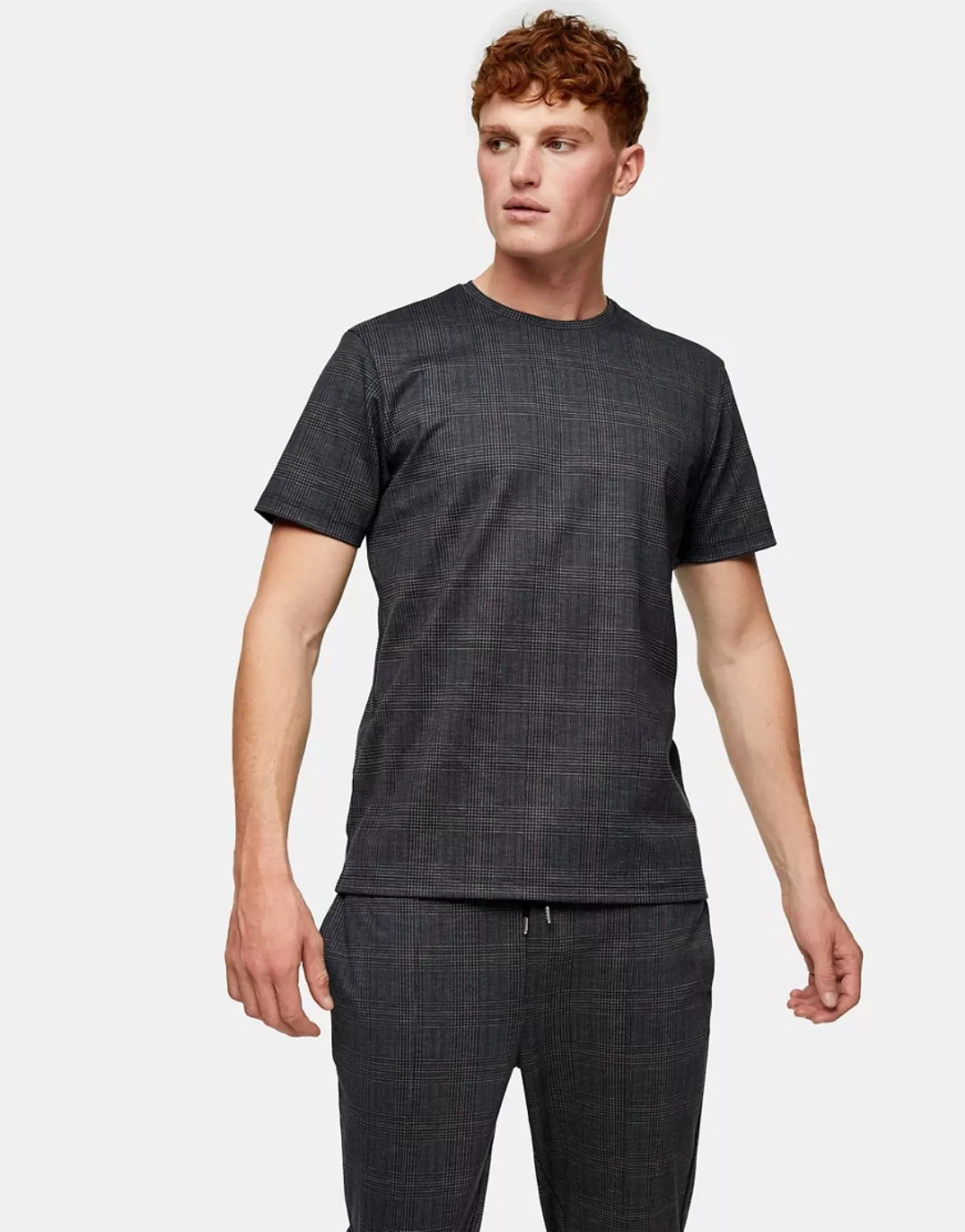 Topman – T-Shirt in Schwarz kariert günstig online kaufen