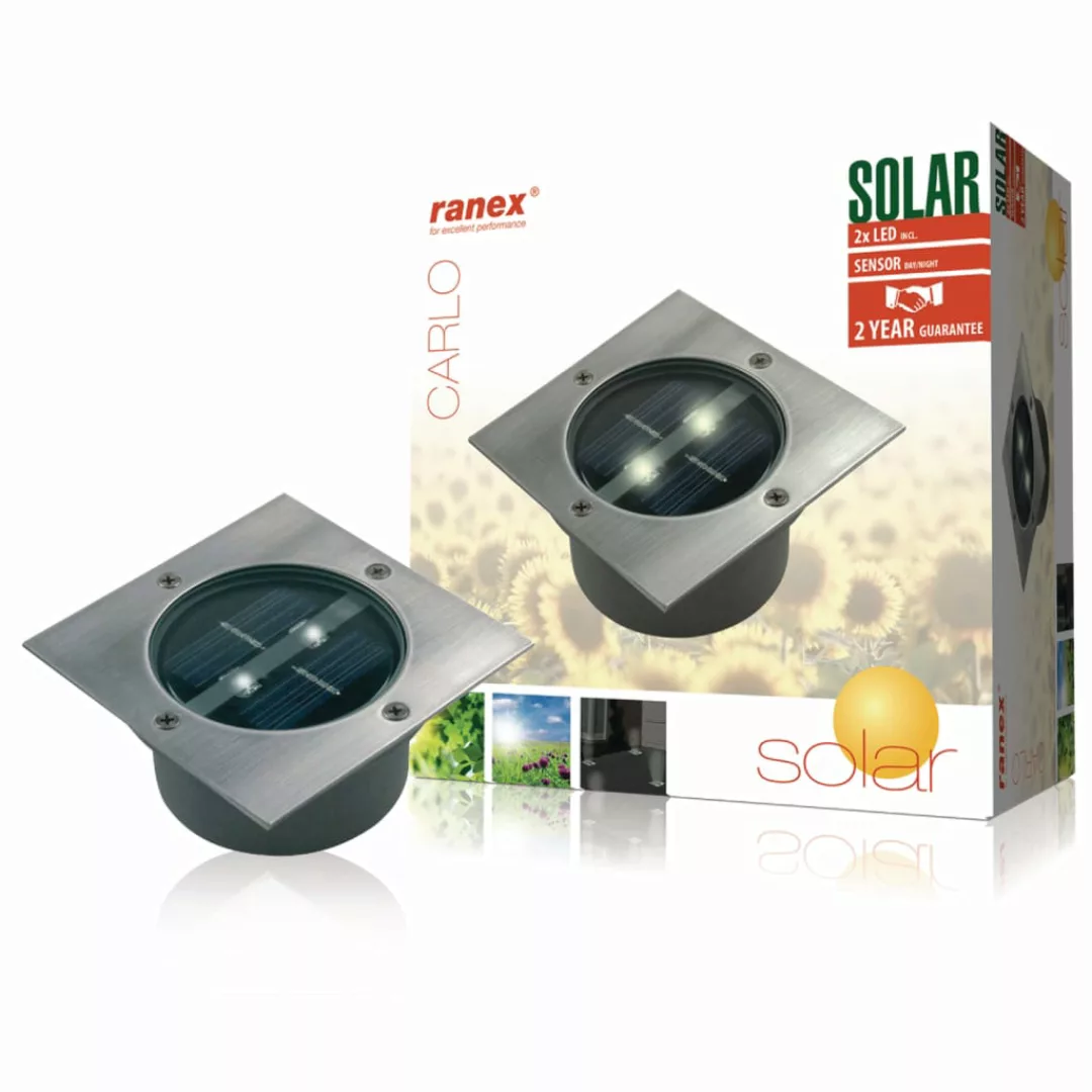 Ranex Solar Bodenstrahler Quadratisch 0,12 W Silber 5000.198 günstig online kaufen