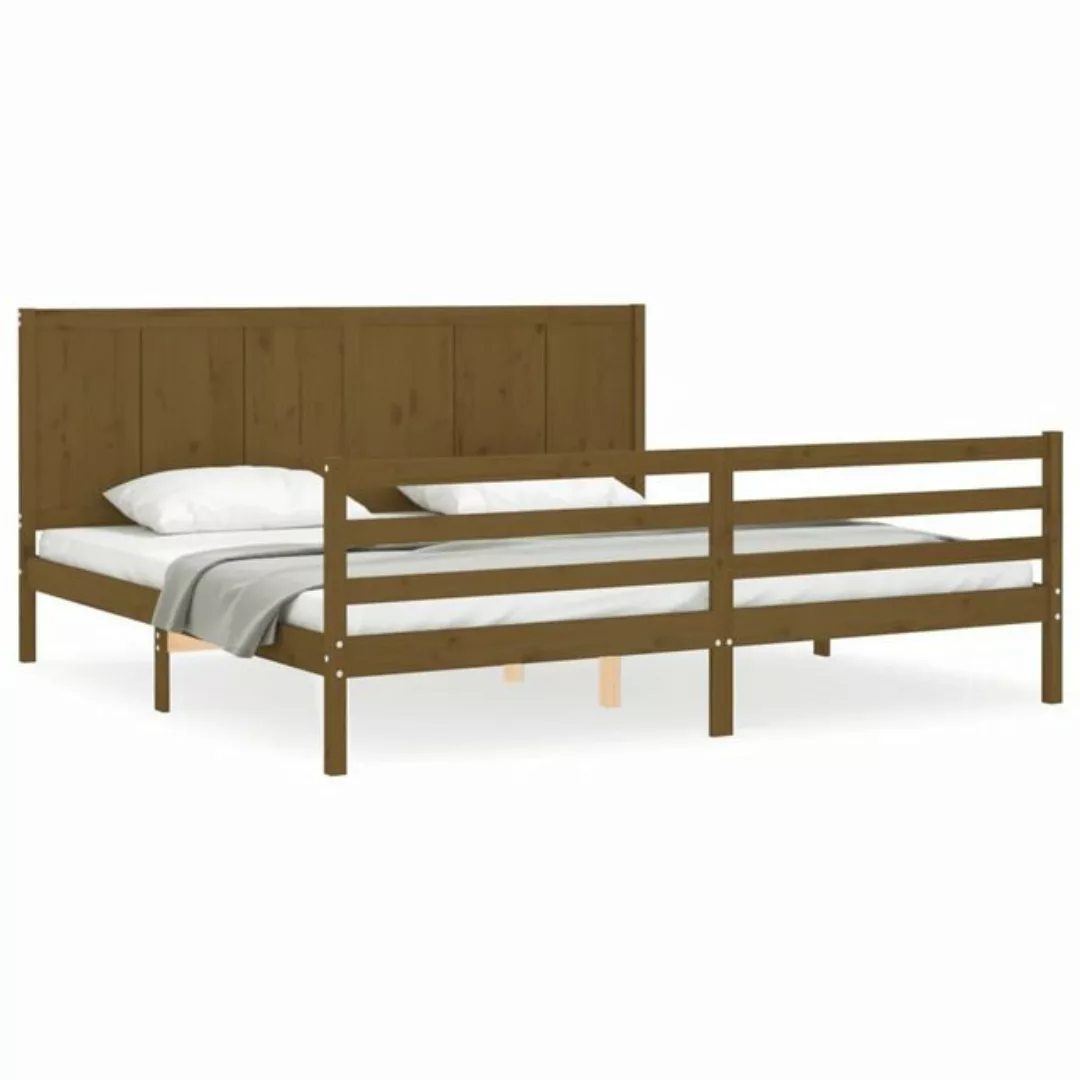 vidaXL Bett Massivholzbett mit Kopfteil Honigbraun 200x200 cm günstig online kaufen