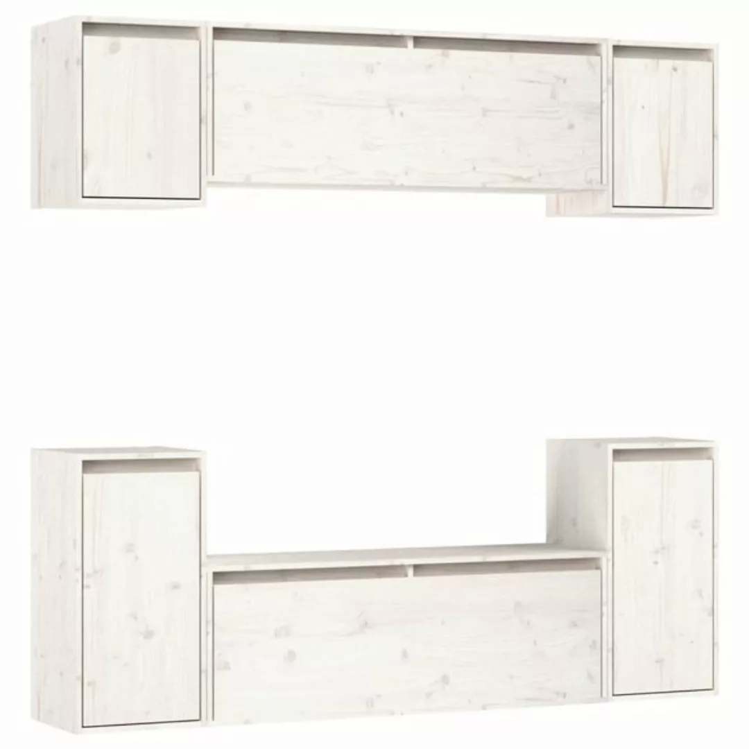 vidaXL TV-Schrank TV-Schränke 6 Stk Weiß Massivholz Kiefer Lowboard Lowboar günstig online kaufen