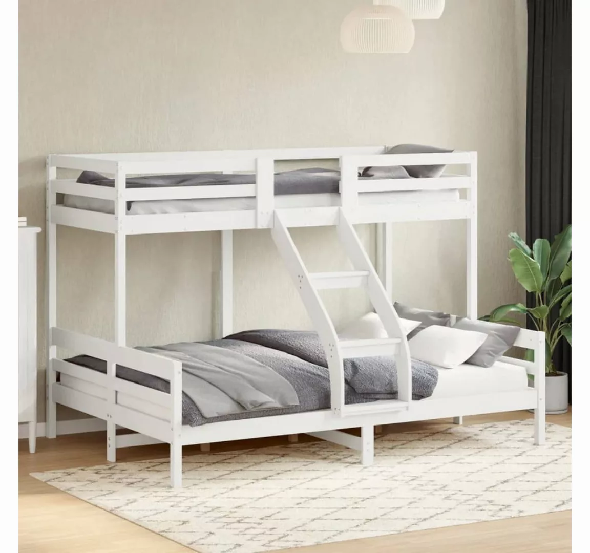 vidaXL Bett Etagenbett 90x200/140x200 cm Weiß Massivholz Kiefer günstig online kaufen