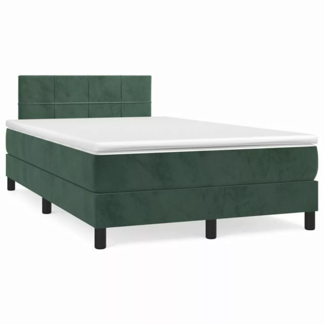 vidaXL Boxspringbett Boxspringbett mit Matratze Dunkelgrün 120x200 cm Samt günstig online kaufen