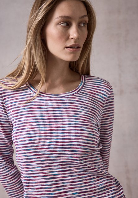 Cecil 3/4-Arm-Shirt Cecil Geripptes Streifenshirt in Multicolor Pink (1-tlg günstig online kaufen