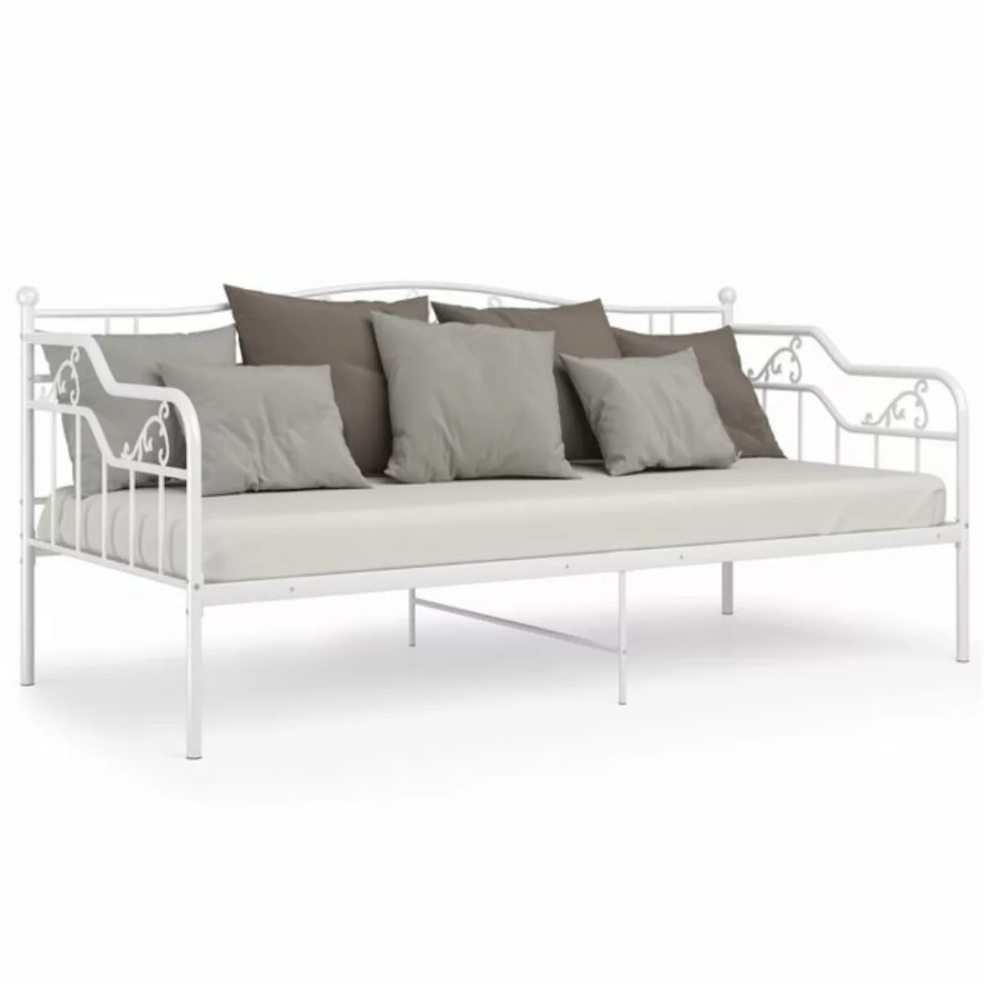 vidaXL Bettgestell Schlafsofa Bettgestell Weiß Metall 90x200 cm Einzelbett günstig online kaufen