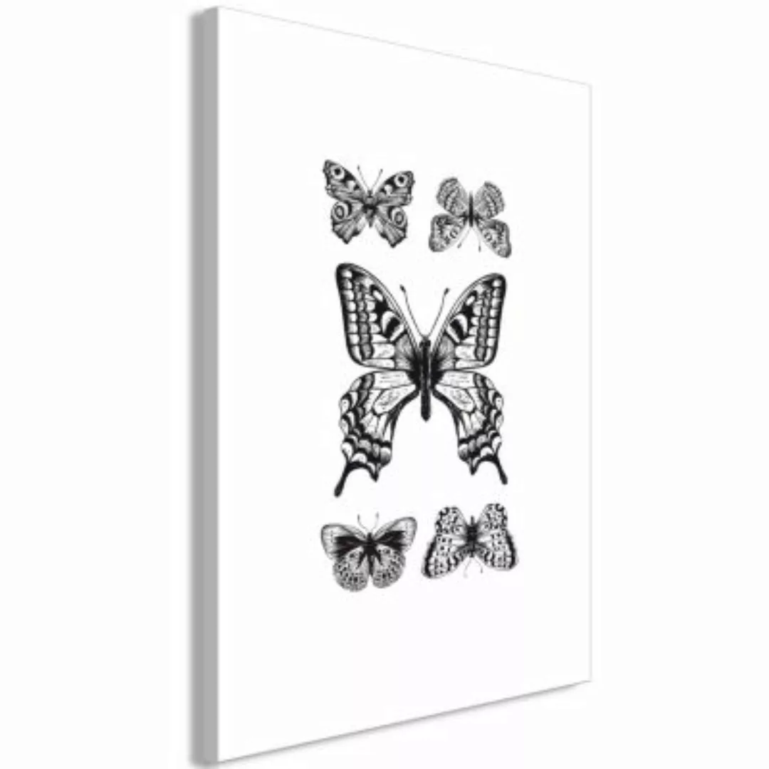 artgeist Wandbild Five Butterflies (1 Part) Vertical schwarz/weiß Gr. 40 x günstig online kaufen