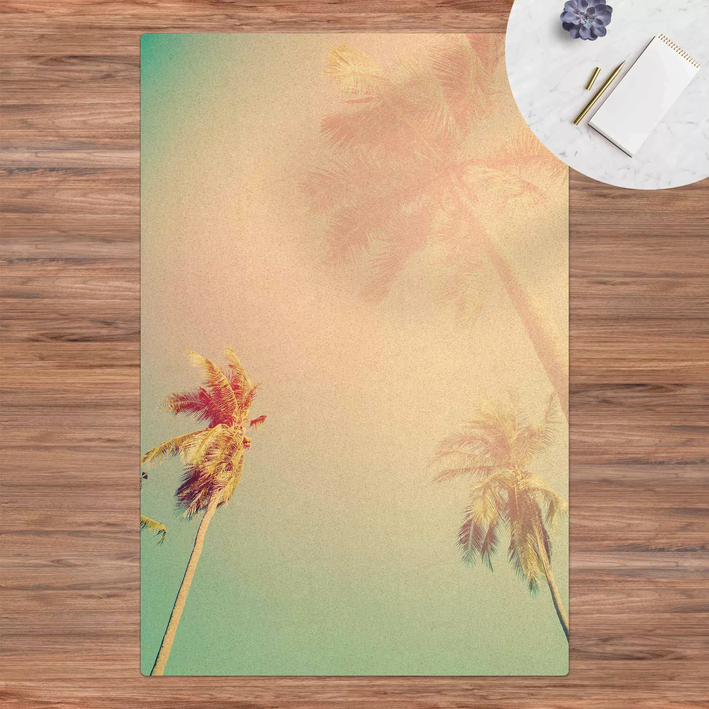 Kork-Teppich Tropische Pflanzen Palmen bei Sonnenuntergang III günstig online kaufen
