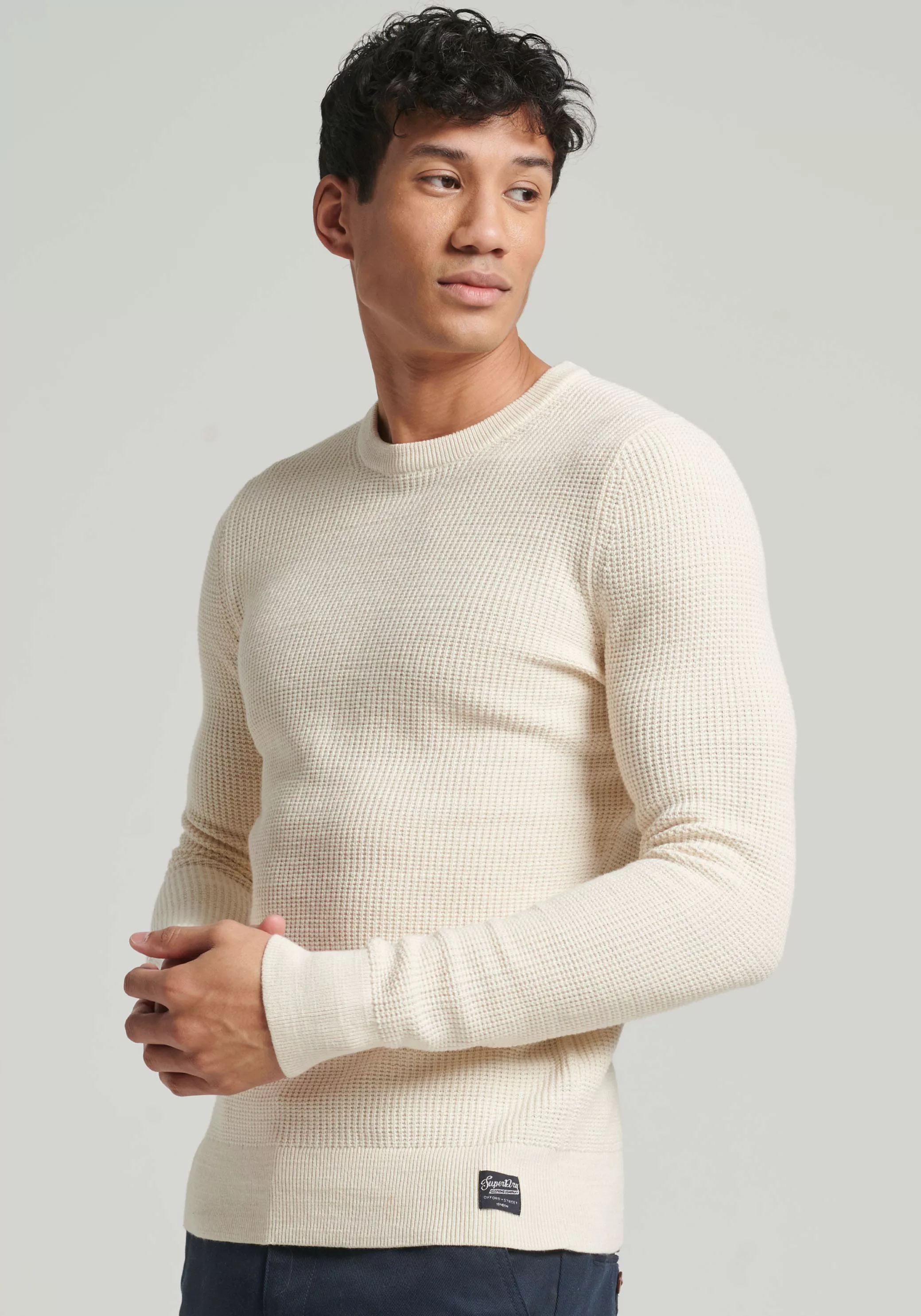 Superdry Strickpullover "TEXTURED CREW KNIT JUMPER", mit strukturiertem Waf günstig online kaufen