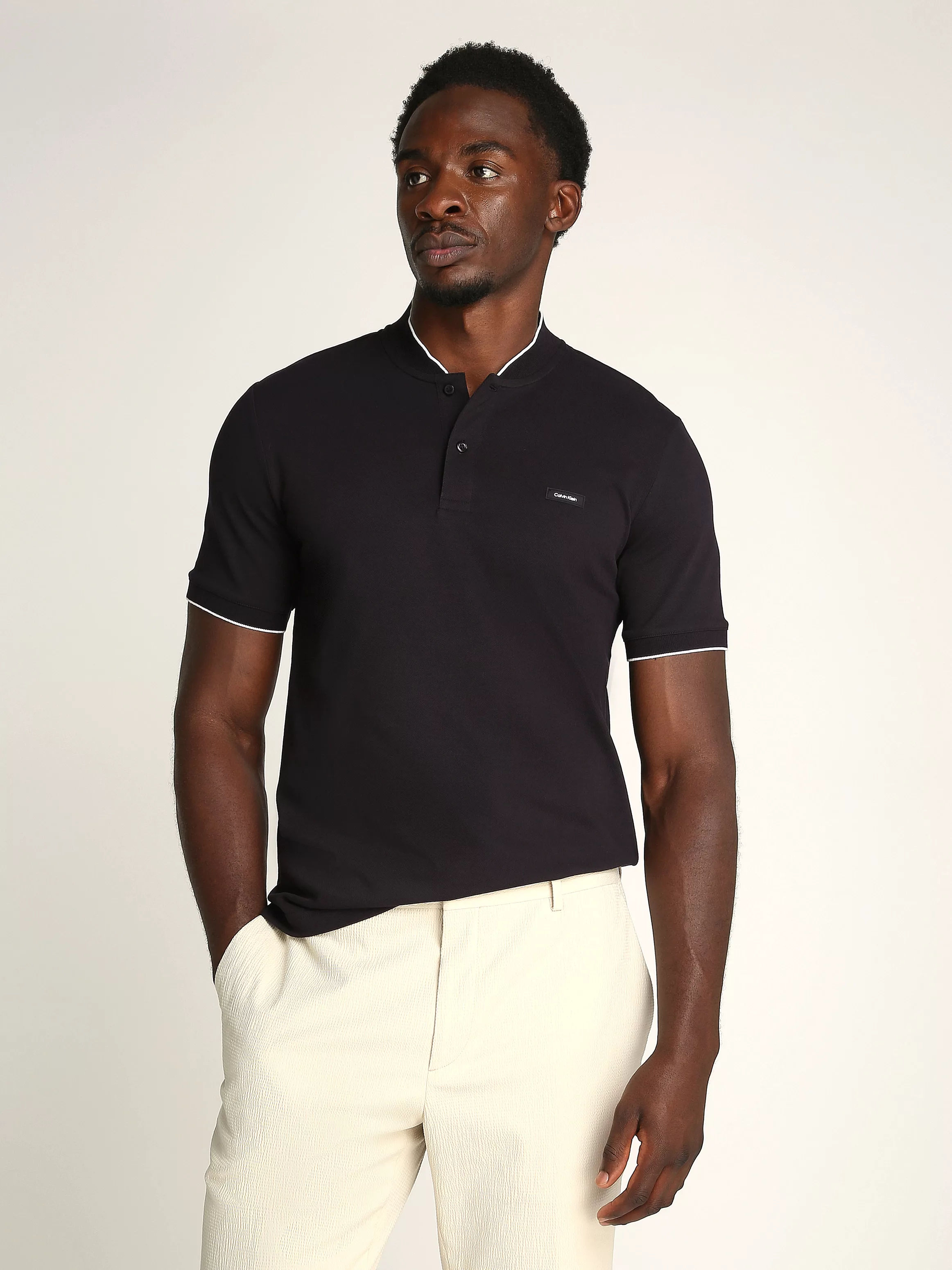 Calvin Klein Poloshirt "STRETCH PIQUE STAND COLLAR POLO", mit kontrastfarbe günstig online kaufen