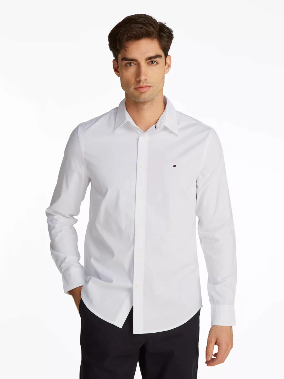 Tommy Hilfiger Businesshemd FLEX POPLIN KENT COLLAR SF SHIRT mit Logosticke günstig online kaufen