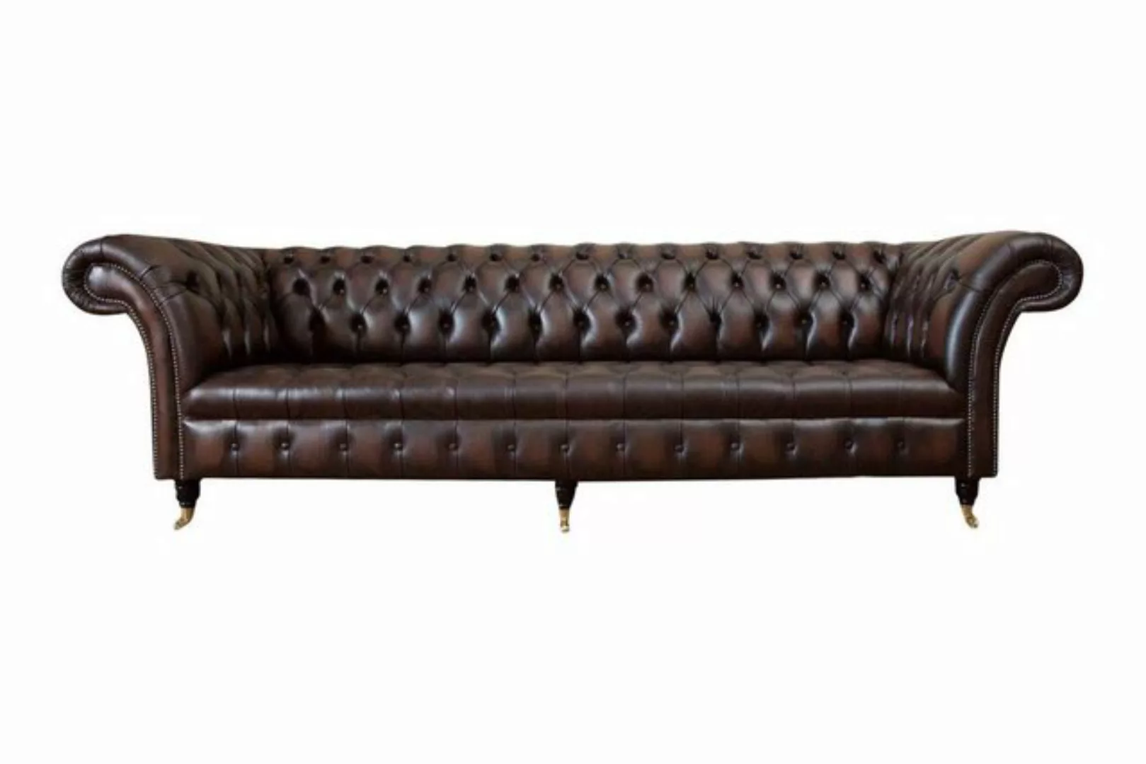 JVmoebel 4-Sitzer Chesterfield 4 Sitzer Leder Wohnzimmer Sofa 100% Leder So günstig online kaufen