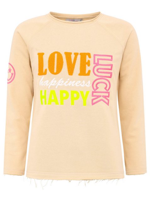 Zwillingsherz Sweater "Love Luck Happy" mit Used-Look Kanten und fröhlicher günstig online kaufen