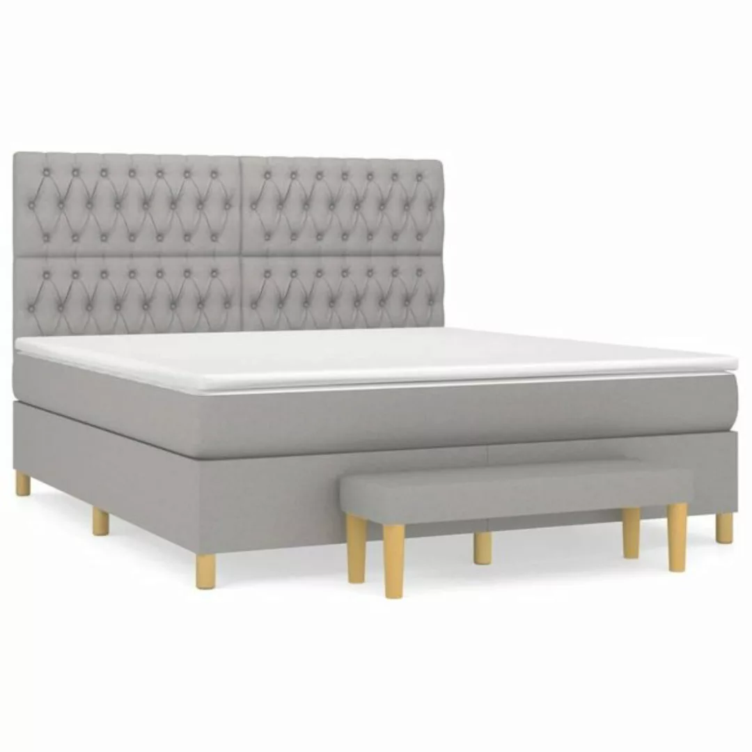 vidaXL Bettgestell Boxspringbett mit Matratze Hellgrau 180x200 cm Stoff Bet günstig online kaufen