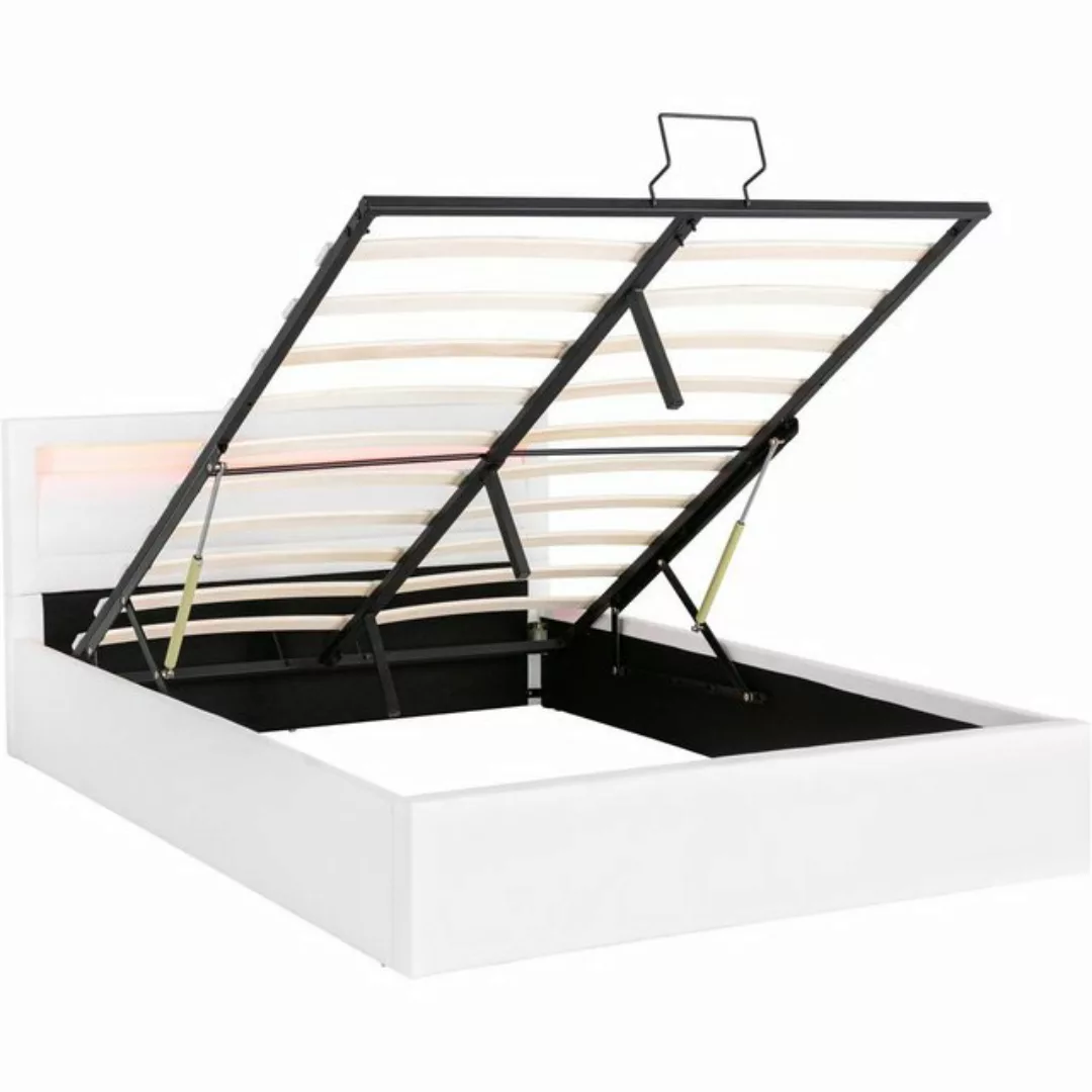 OKWISH Polsterbett 140*200cm LED-Bett,mit Lattenrost und Stauraum, mit bele günstig online kaufen