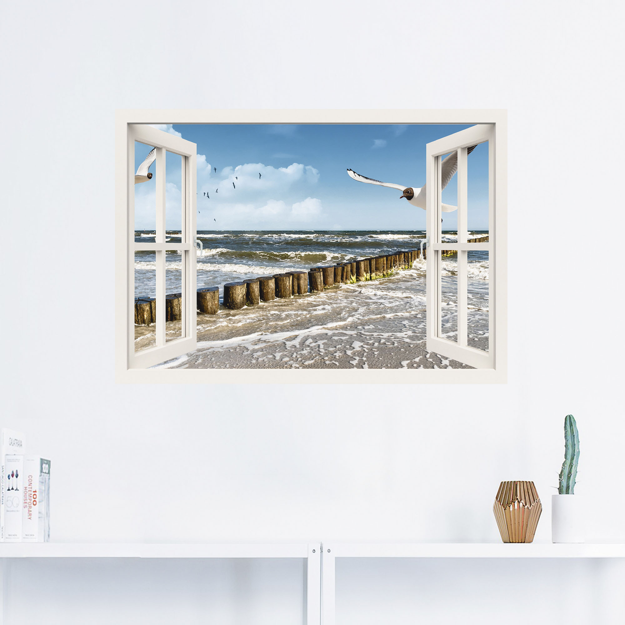 Artland Wandbild »Fensterblick - Ostsee«, Fensterblick, (1 St.), als Leinwa günstig online kaufen