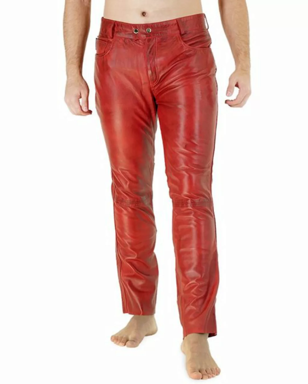 Lederhose Bockle® fitting you RED Lederhose Lederjeans rote echte Herren Le günstig online kaufen