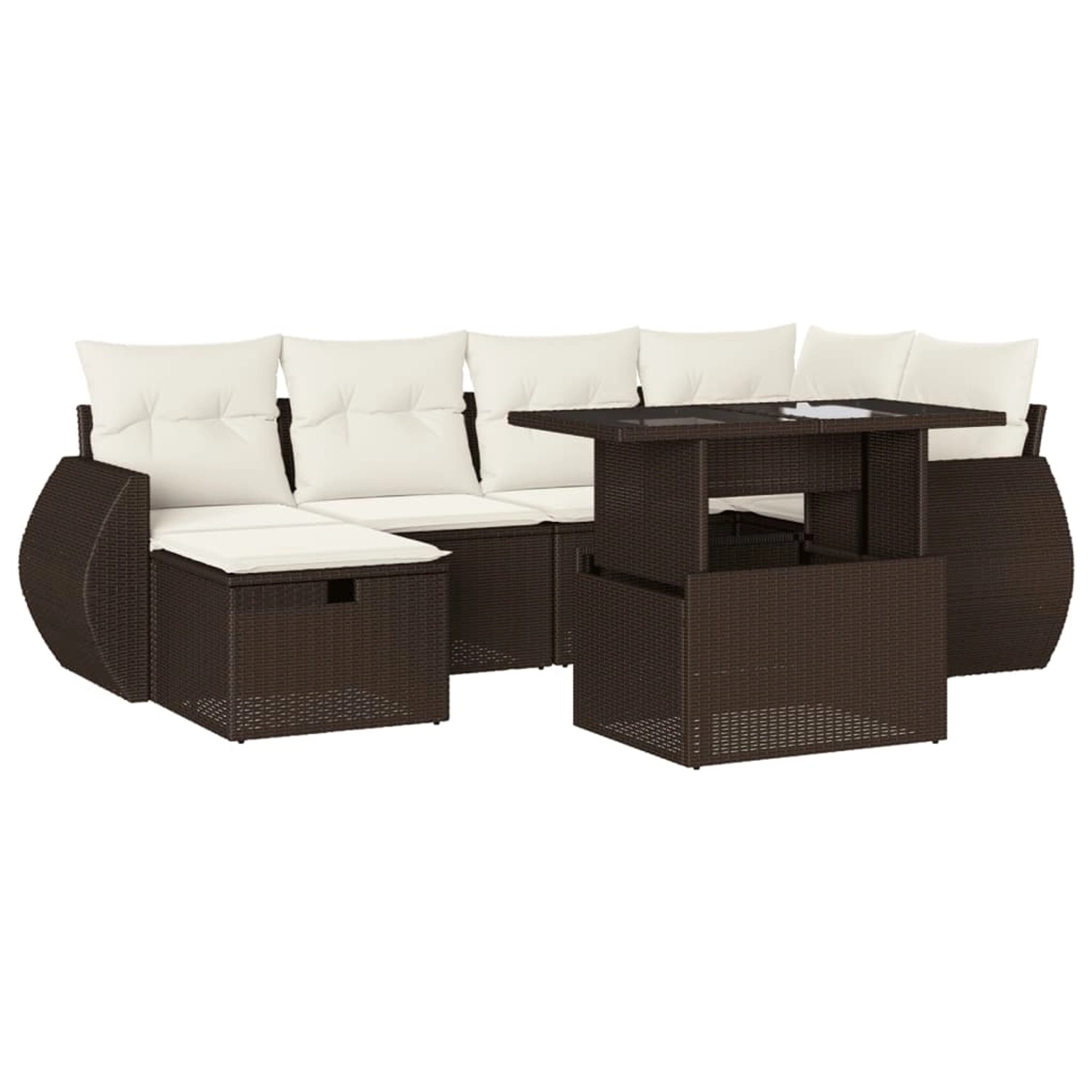vidaXL 7-Tlg Garten-Sofagarnitur mit Kissen Braun Poly Rattan 3275143 günstig online kaufen