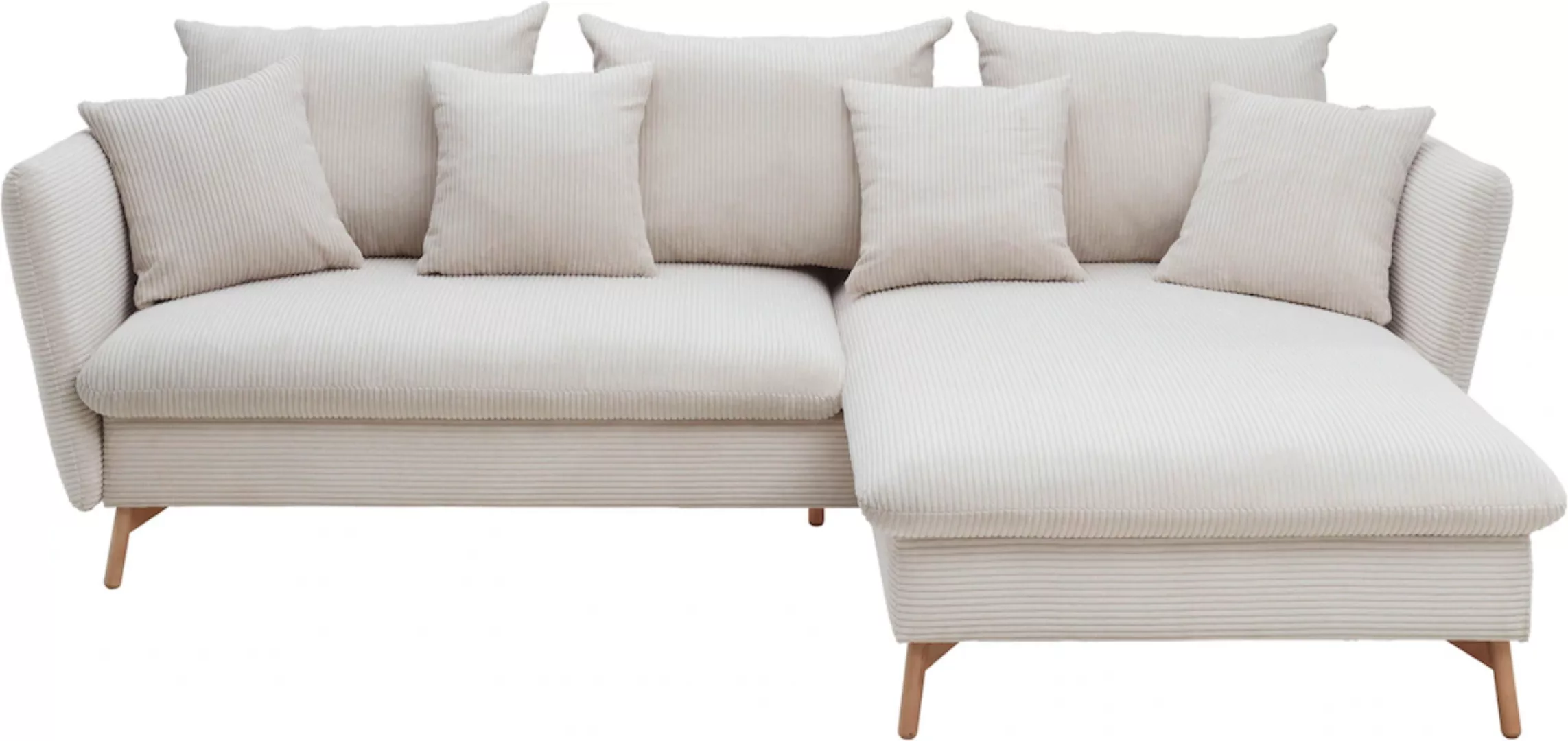 andas Ecksofa »MERLE, 258 cm, L-Form, traumhafter Cord,«, mit Bettfunktion günstig online kaufen