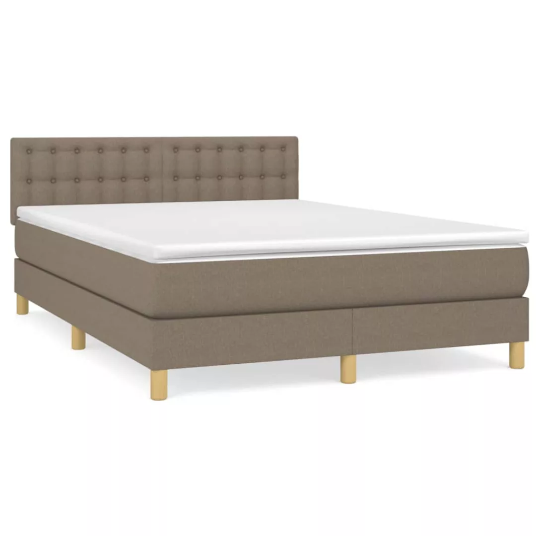 Vidaxl Boxspringbett Mit Matratze Taupe 140x200 Cm Stoff günstig online kaufen