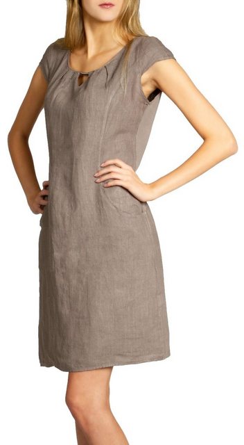 Caspar Sommerkleid SKL020 knielanges Damen Sommer Leinenkleid mit eleganter günstig online kaufen