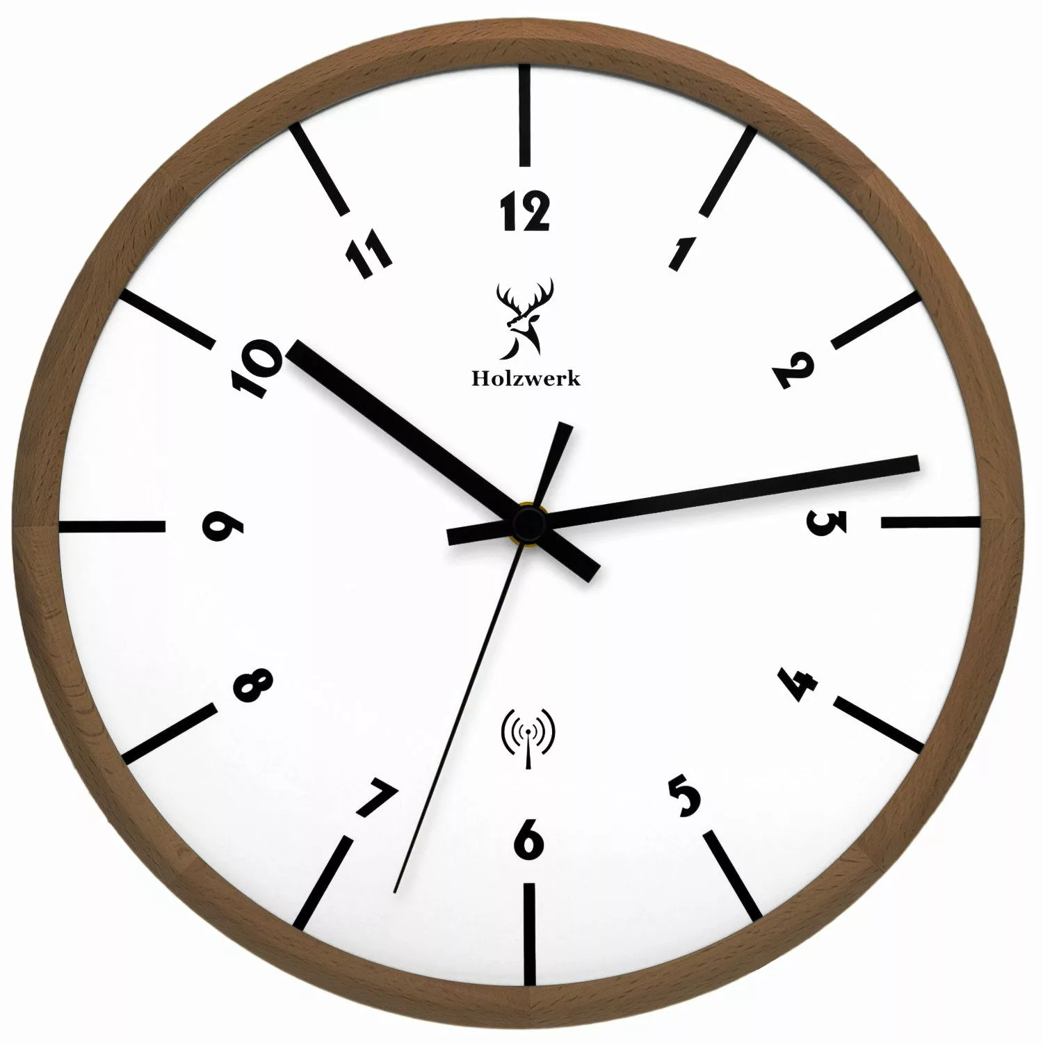 Holzwerk Funkwanduhr moderne Funk Holz Wand günstig online kaufen