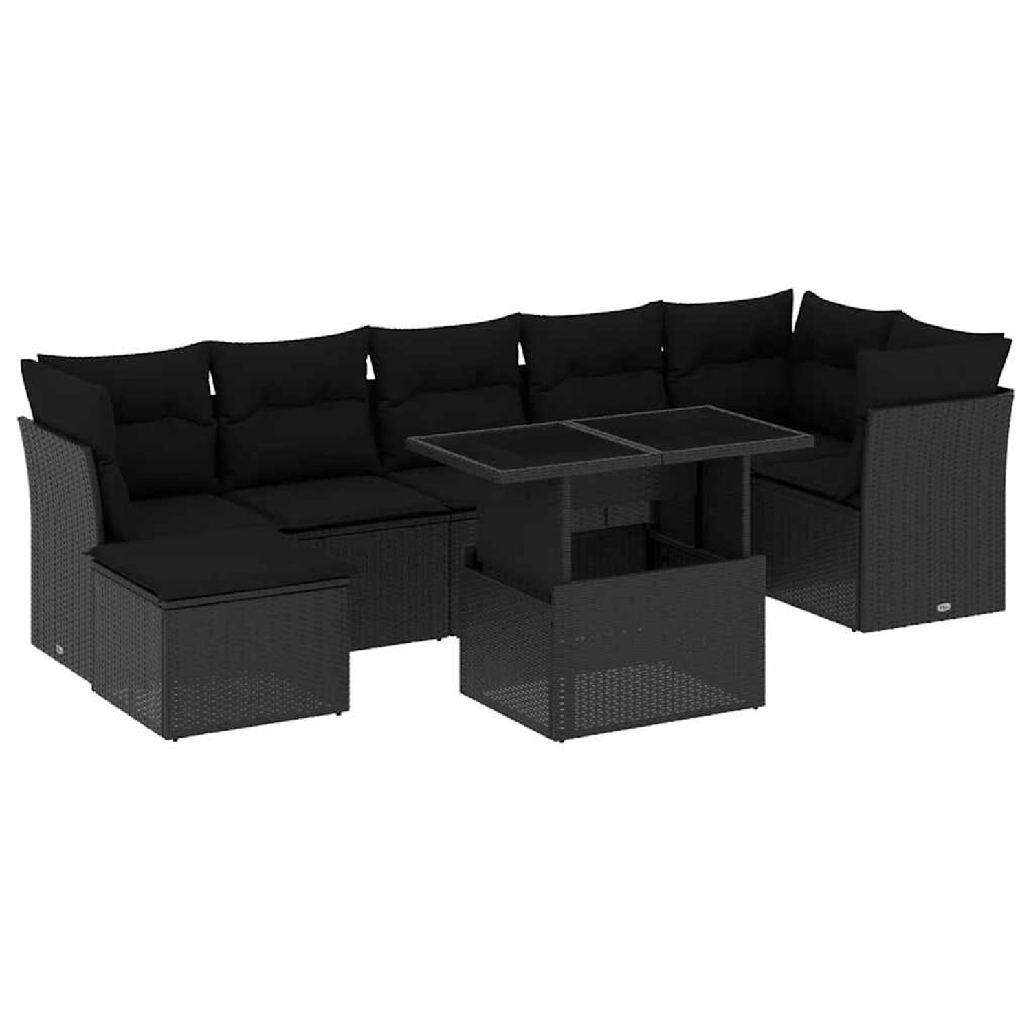 vidaXL 8-Tlg Garten-Sofagarnitur mit Kissen Schwarz Poly Rattan 3266745 günstig online kaufen