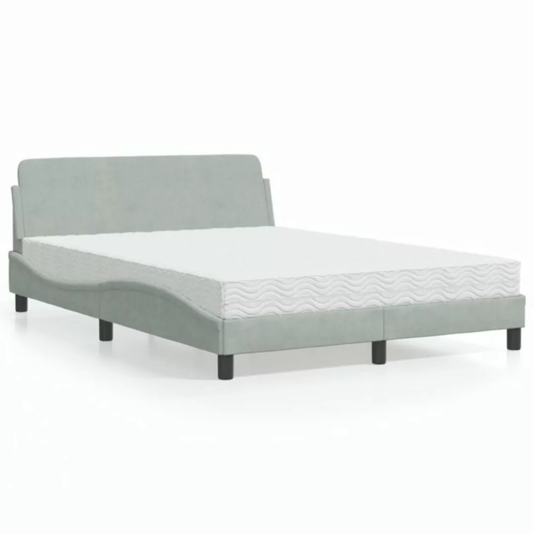 vidaXL Bett Bett mit Matratze Hellgrau 120x200 cm Samt günstig online kaufen