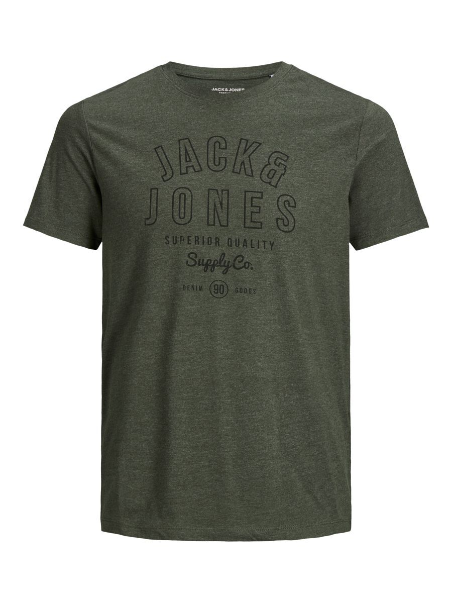 Jack & Jones Jeans Kurzarm O Hals T-shirt 2XL Dark Grey Melange / Detail Me günstig online kaufen