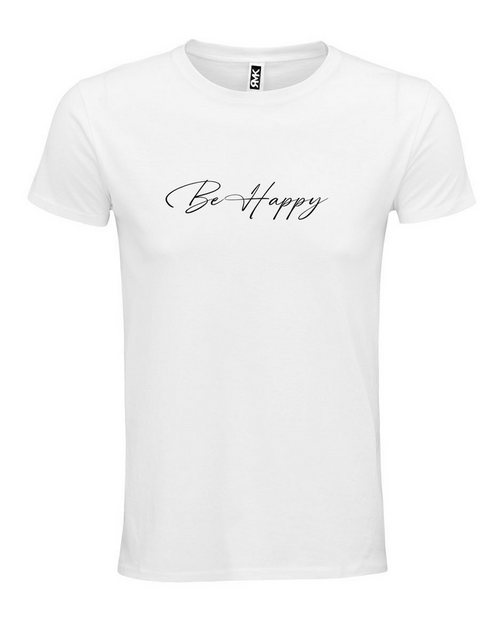 RMK T-Shirt Damen Shirt Top Sommer Basic Be Happy Glücklich aus Baumwolle günstig online kaufen