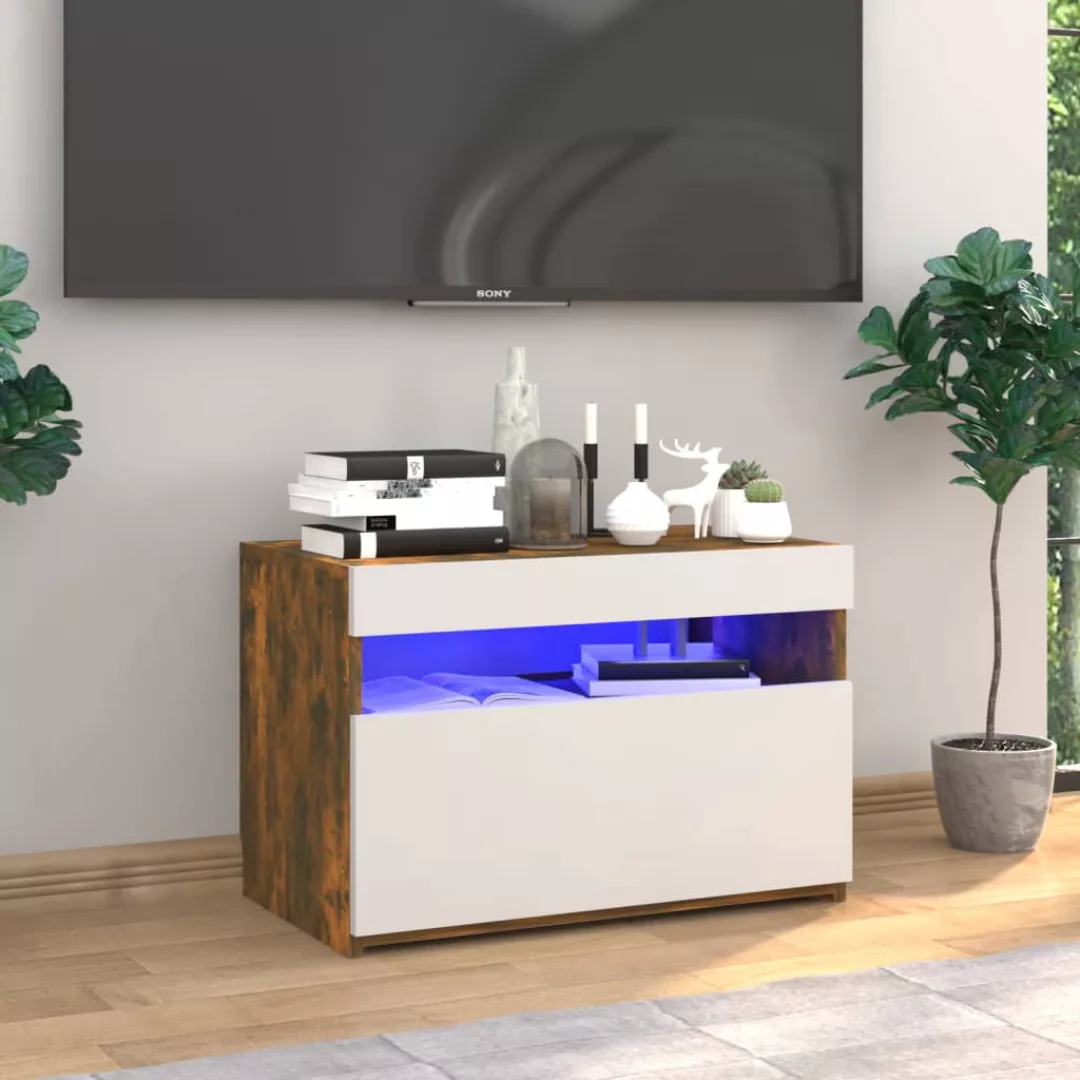 vidaXL TV-Schrank TV-Schrank mit LED-Leuchten Räuchereiche 60x35x40 cm Lowb günstig online kaufen